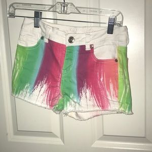 Girls justice paint splatter shorts
